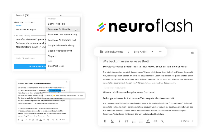 Screenshot von Neuroflash